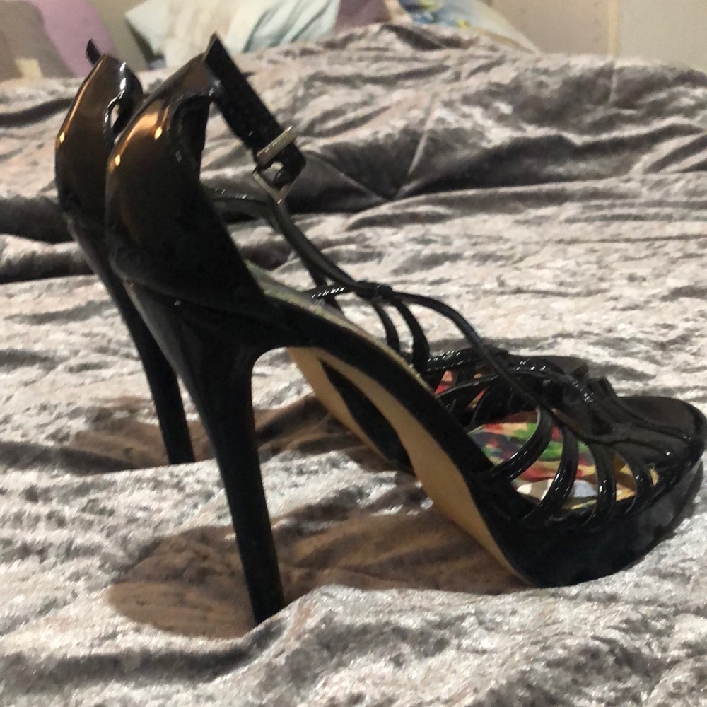 Black strappy Y2K black 5”‘inch black size 8.5 heels Steve Madden MAKE OFFER